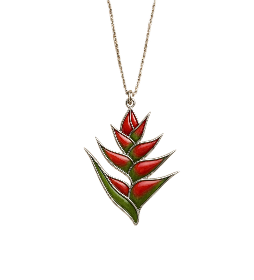 Pendentif en forme de balisier, fleur tropicale emblématique, réalisé en métal argenté avec émail rouge et vert. Bijou élégant suspendu à une chaîne argenté, représentant la beauté exotique et la symbolique de la résilience et du rayonnement intérieur.

Collier pendentif balisier tropical en métal argenté et émail rouge et vert, bijou inspiré de la nature et des fleurs exotiques.

pendentif balisier
collier fleur tropicale
bijou exotique argenté
collier émaillé rouge et vert
collier fleur Martinique